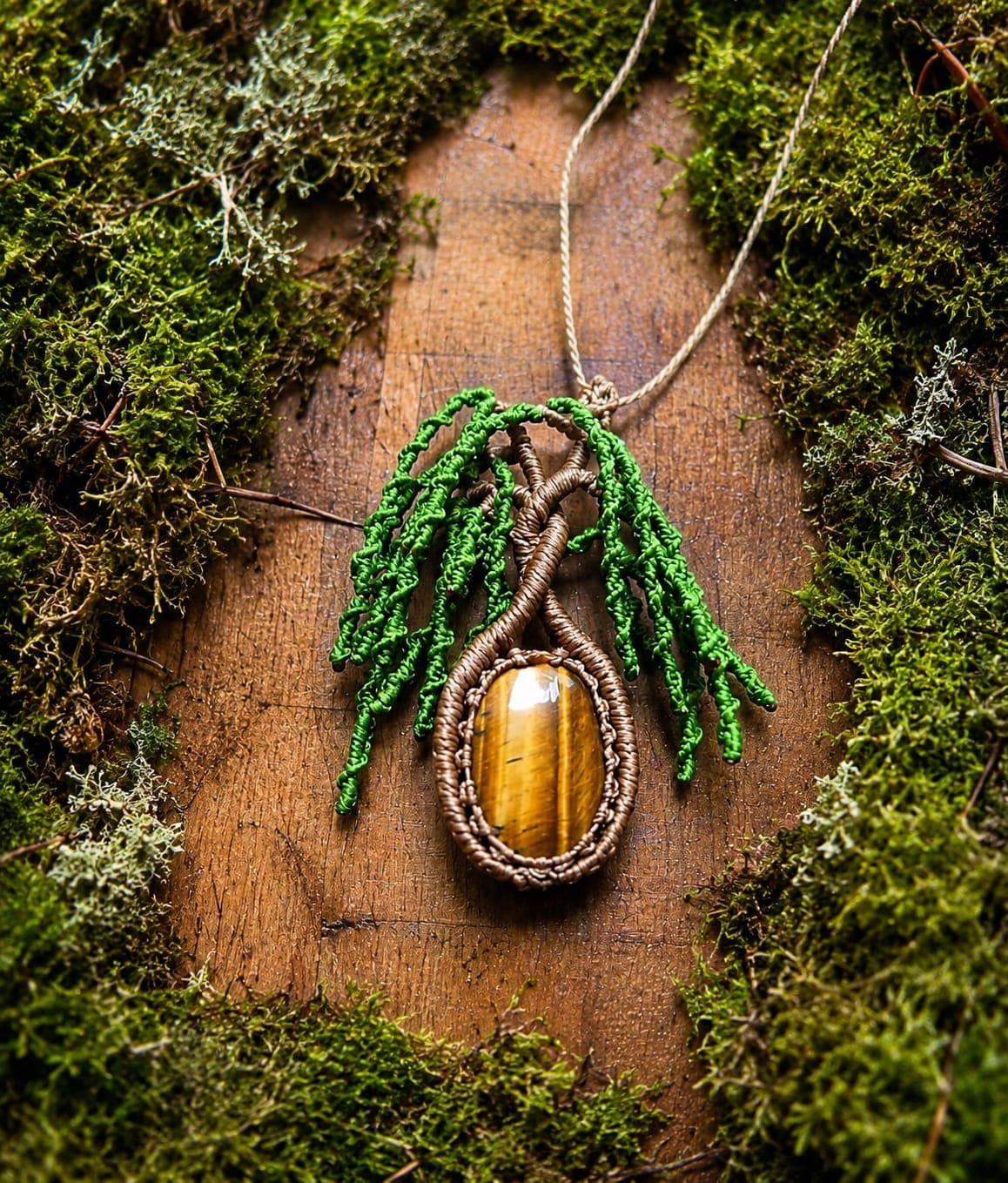 Amuleto de bosque con ojo de tigre — Alma NomadArt